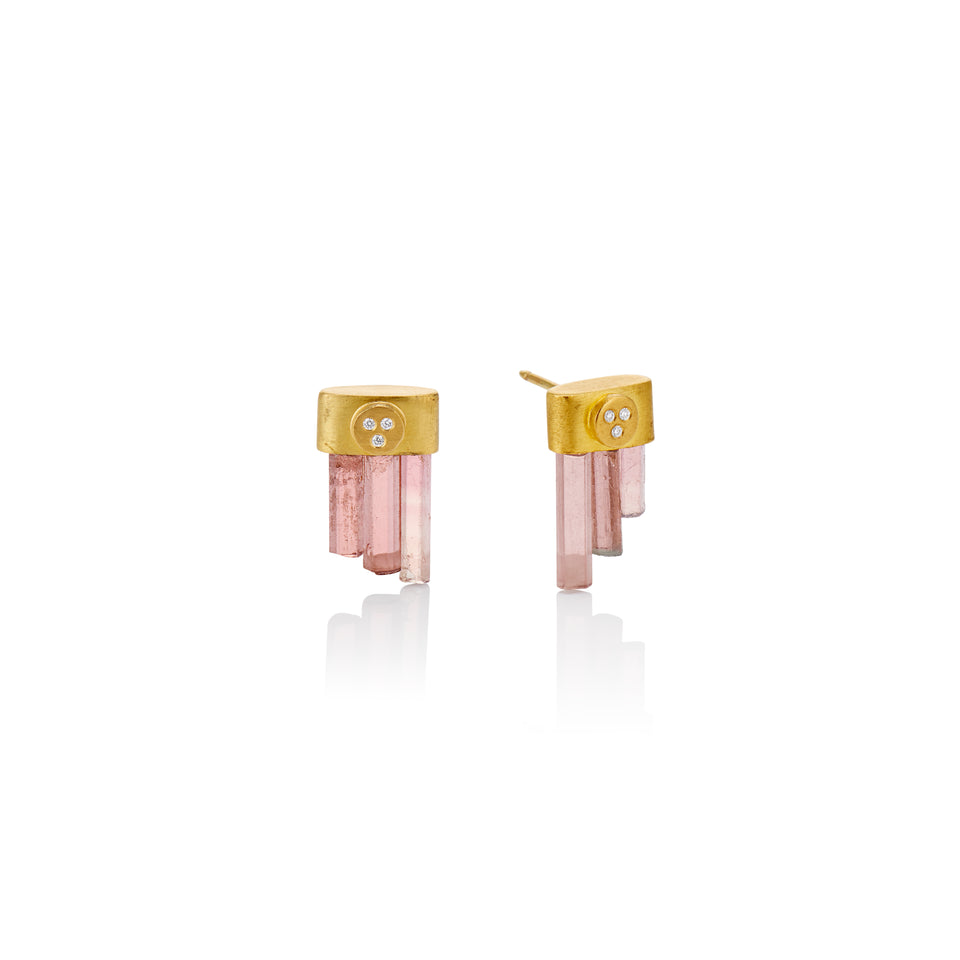 Pink Tourmaline Crystal Earrings