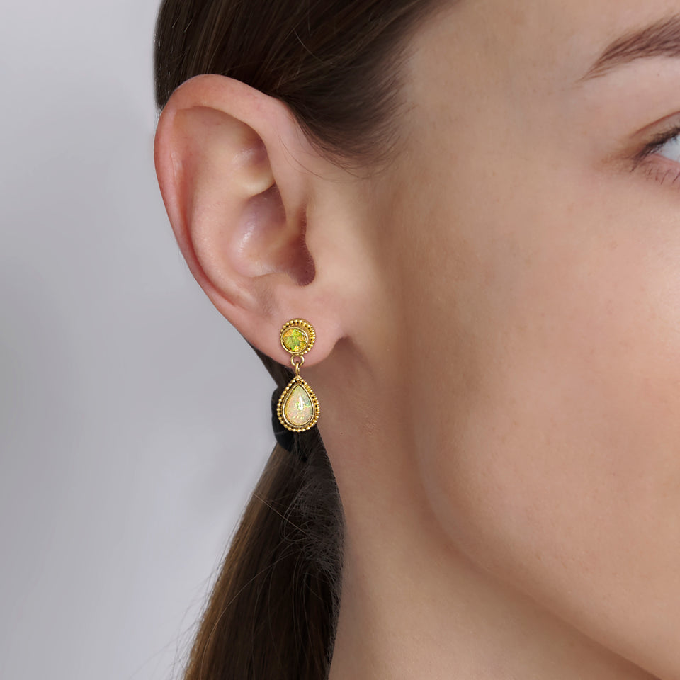 Opal Granulated Drop Earrings