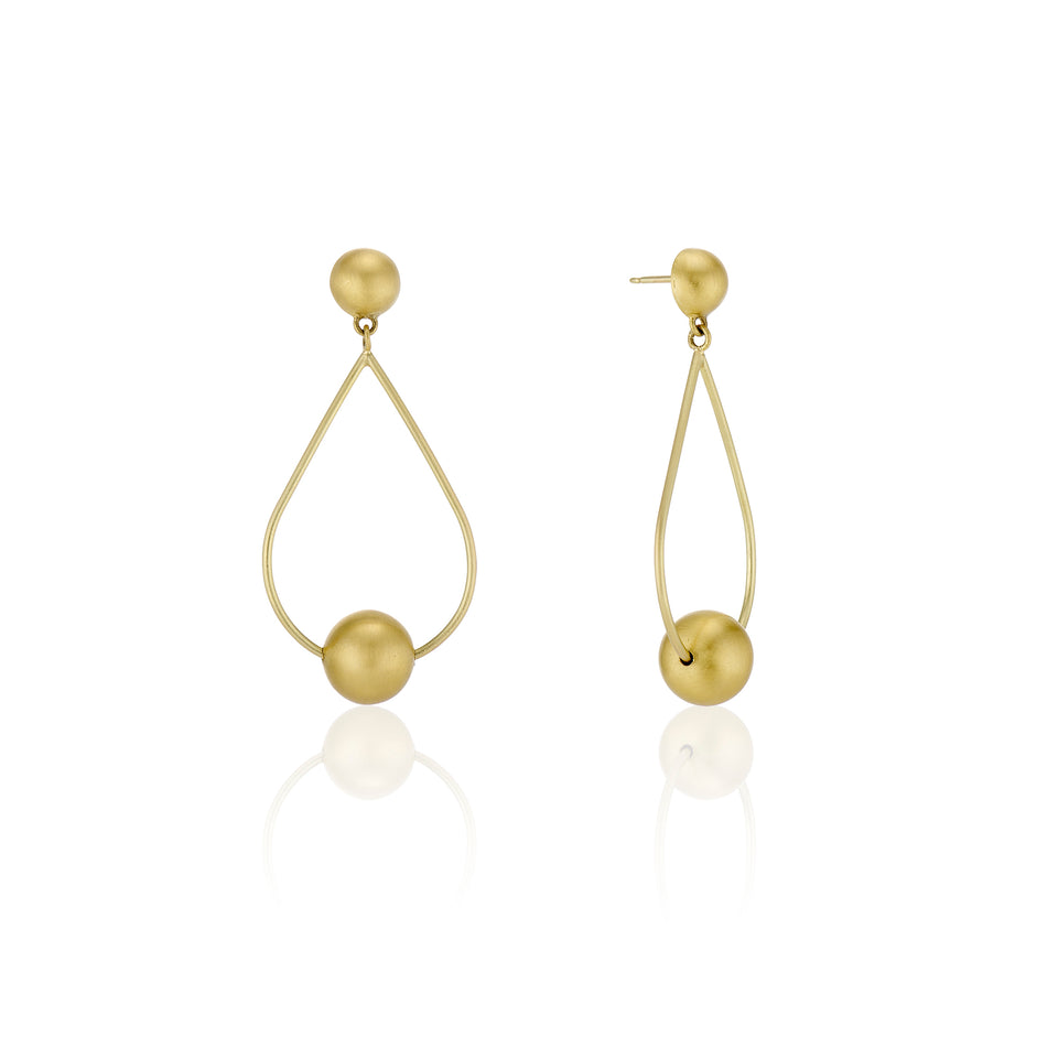Gold Orbs with Pear Shaped Hoops