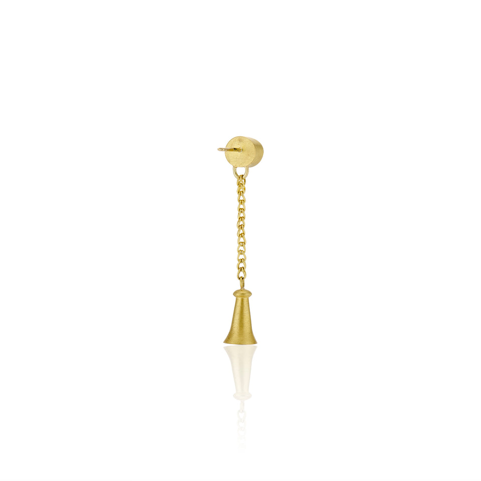 Single Golden Bell with Tsavorite Earrings