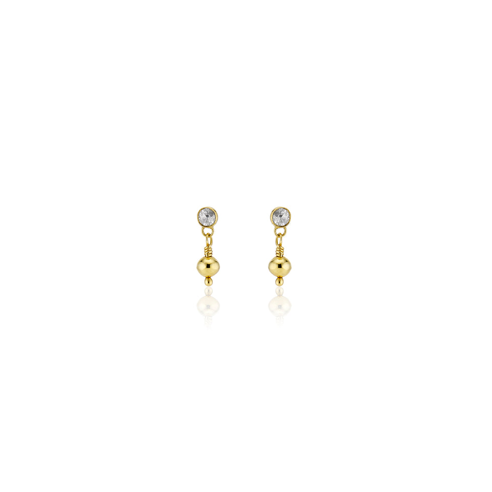 Golden Orb with Diamond Drop Earrings