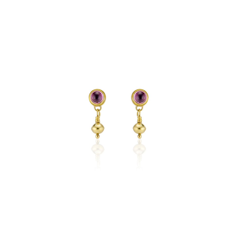 Golden Orb with Pink Tourmaline Earrings