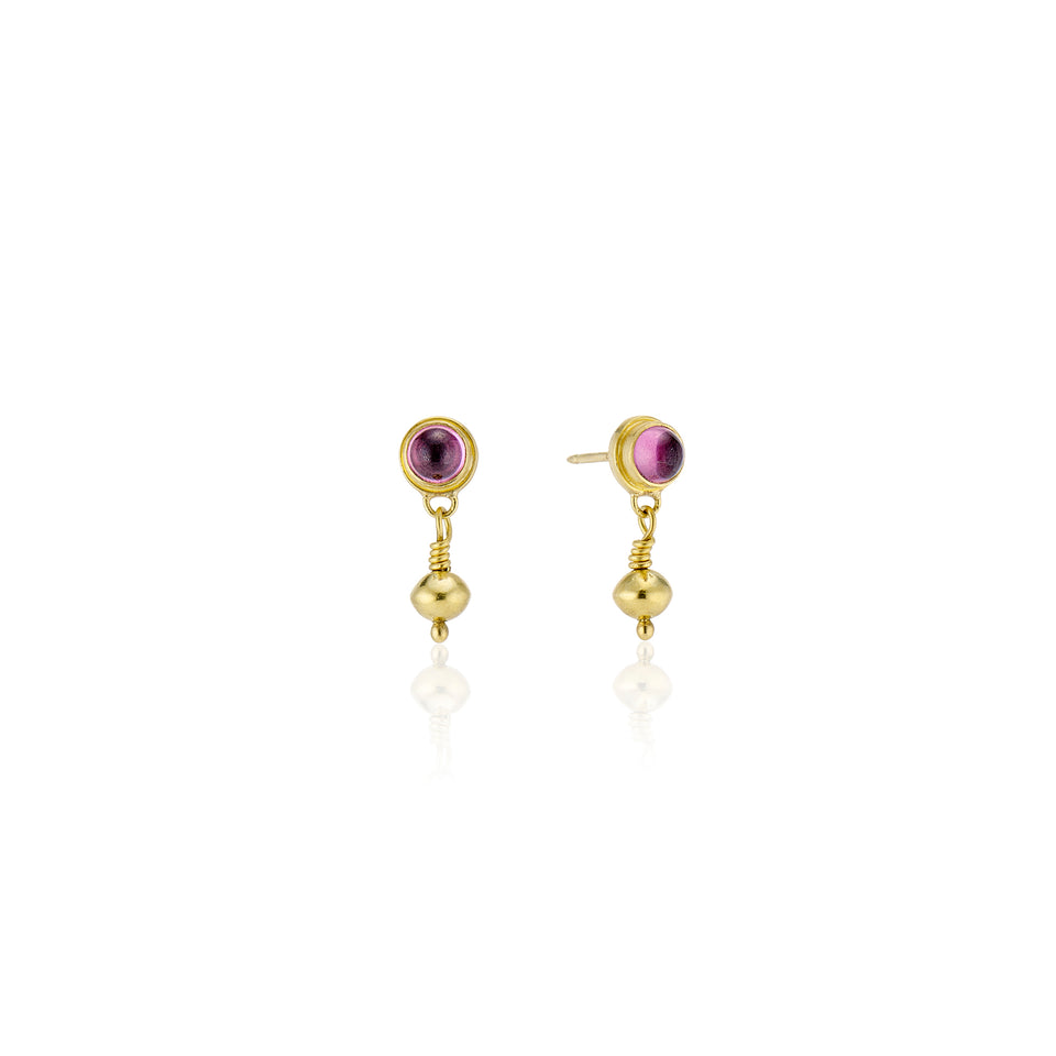 Golden Orb with Pink Tourmaline Earrings